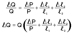 dQ = Q ( dPP + dL1÷L1 + dL2÷L2 )
